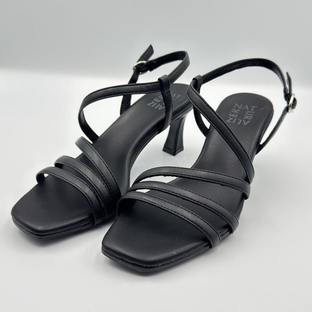 Naturalizer Galaxy Slingback Sandals Black Slide Faux Leather Women's 7.5 M